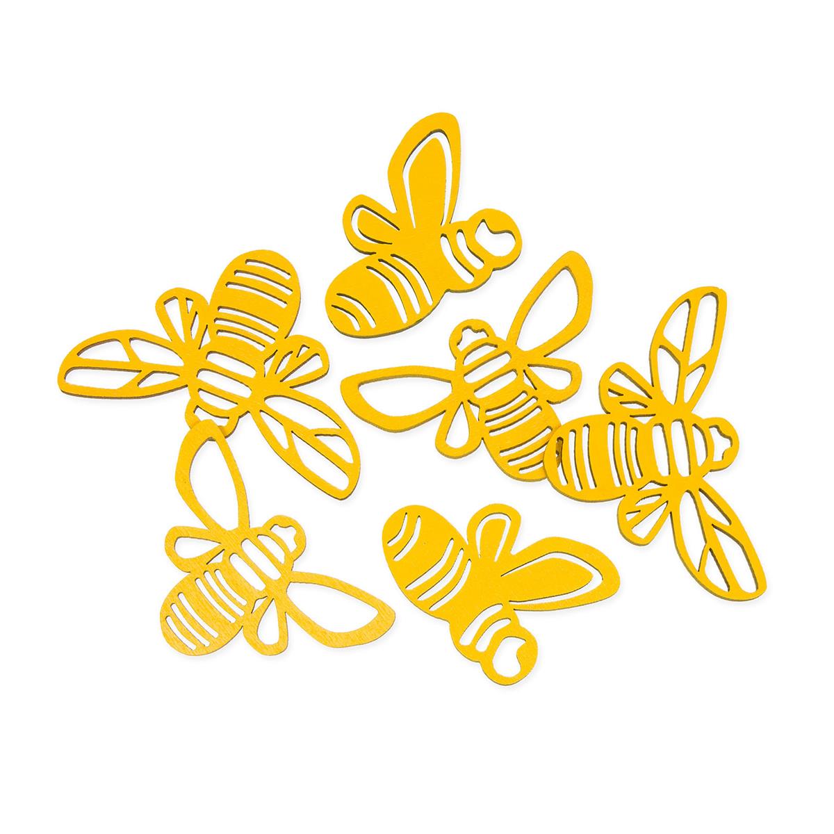 Streudeko Bienen gelasert Gelb 24 Stück mm Größe 35-65