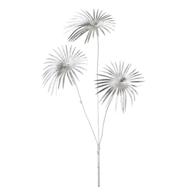 Fächerpalmenzweig Kunstblume Silber 3 cm 51 Fächer