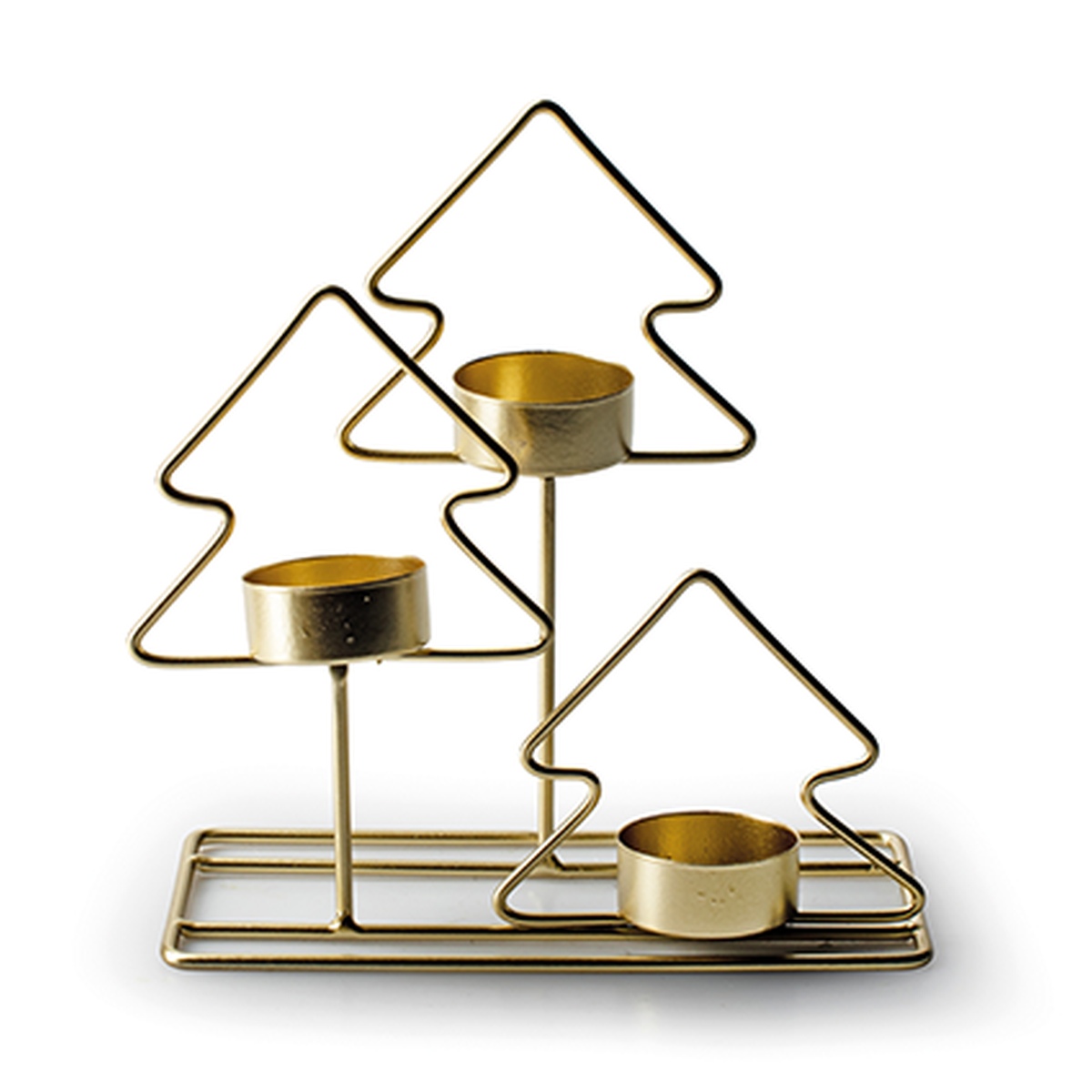 Teelichthalter Weihnachtsbäume für 3 Gold Teelichte 18cm