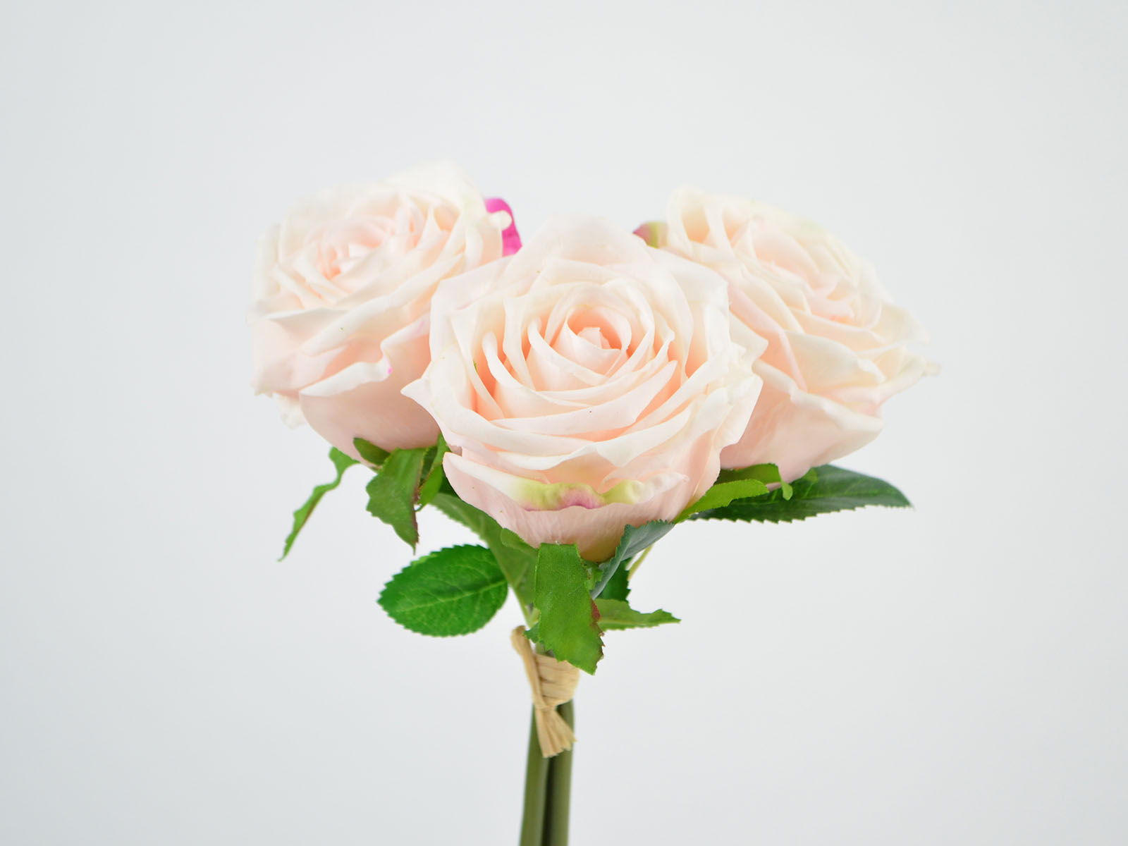 Rosen-Bund Real Touch Lachs-Rosa Blüten 3 30cm