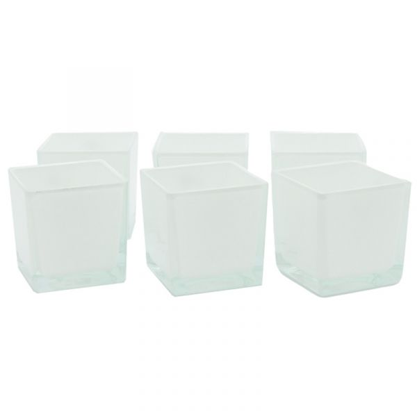 cm Set 10x10 leicht Weiß konisch Glas-Vase Quadratische 6er