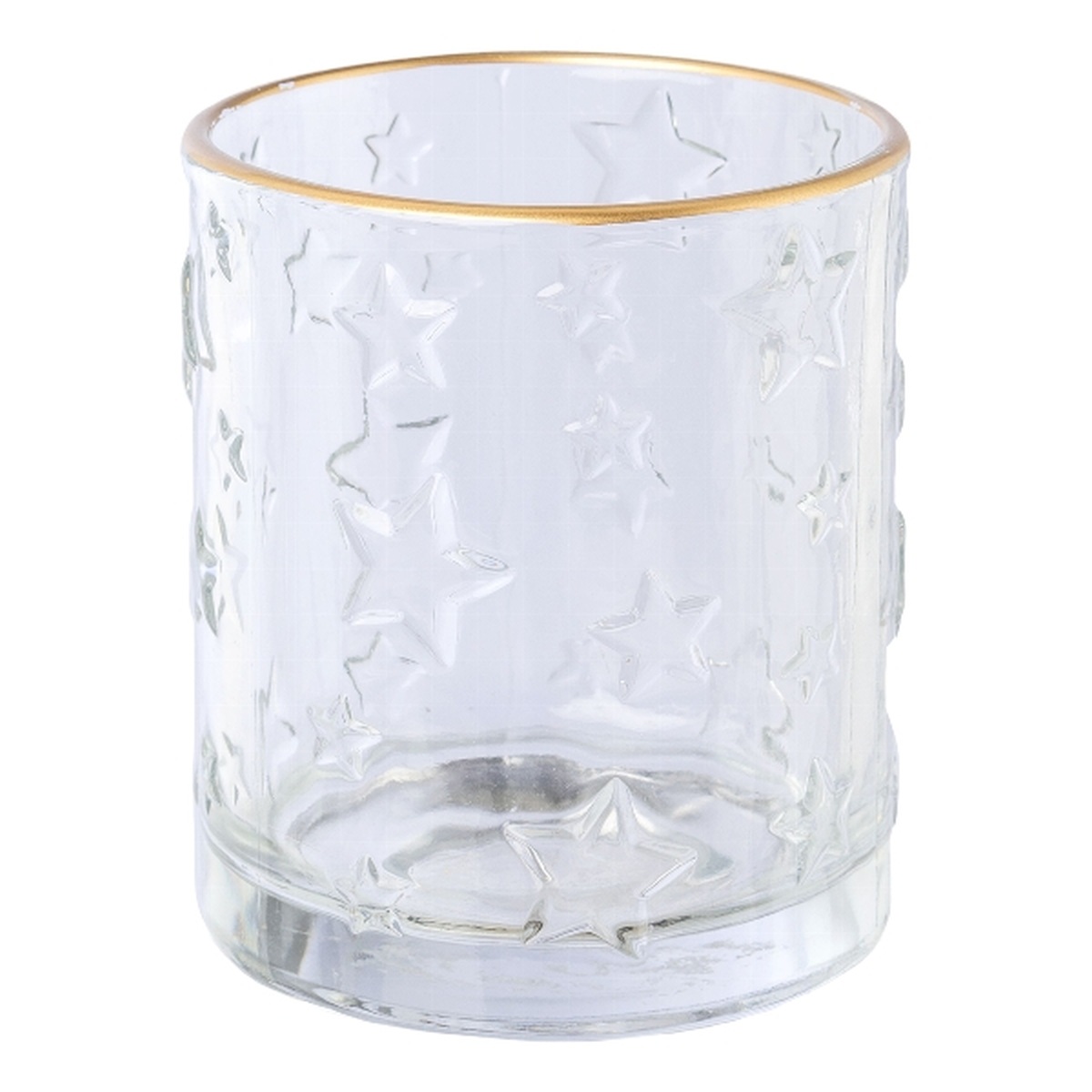 Goldrand 10cm Glas mit Windlicht Sternmotiv