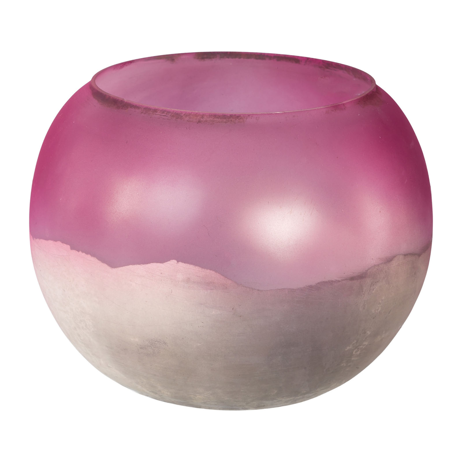 Deko-Glas Windlicht Moon Rosa Vase Kugelform15x13cm