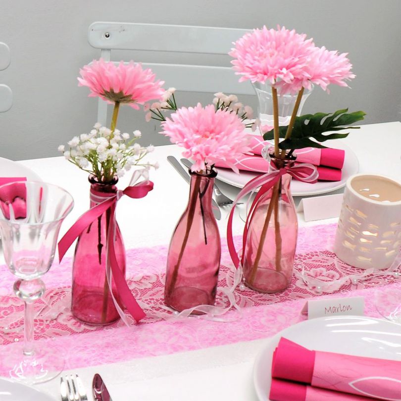 Tischdekoration zur Taufe Pretty Pink in