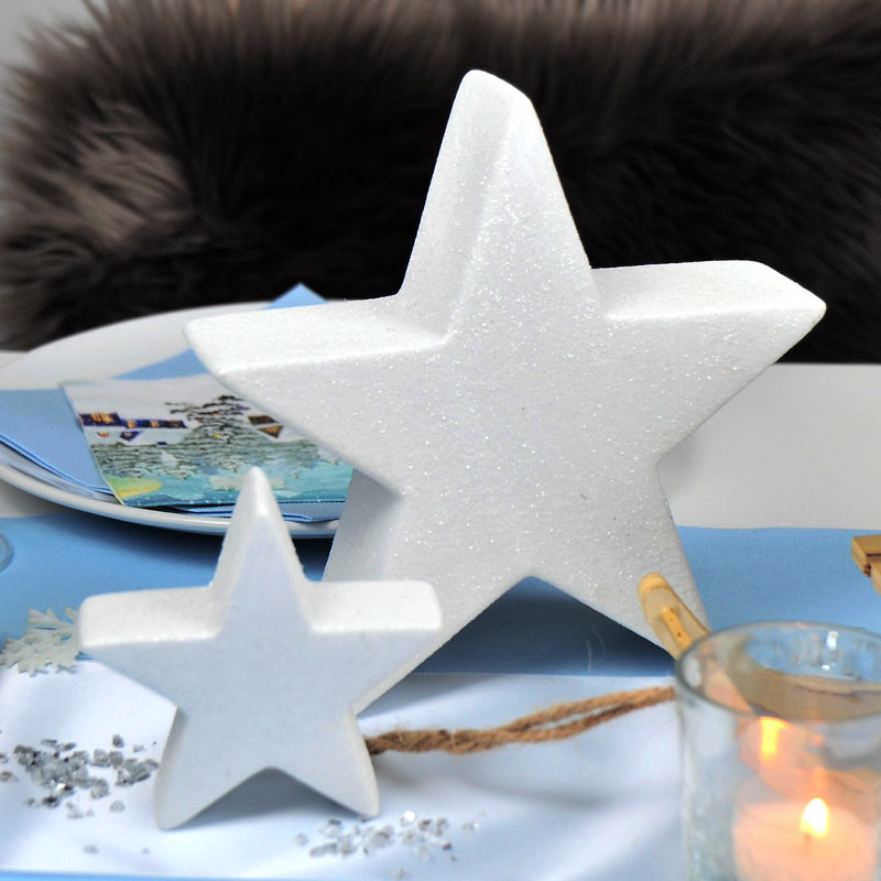 Stern Weiß Glitter stehend Keramik cm 10 Weihnachtsdeko